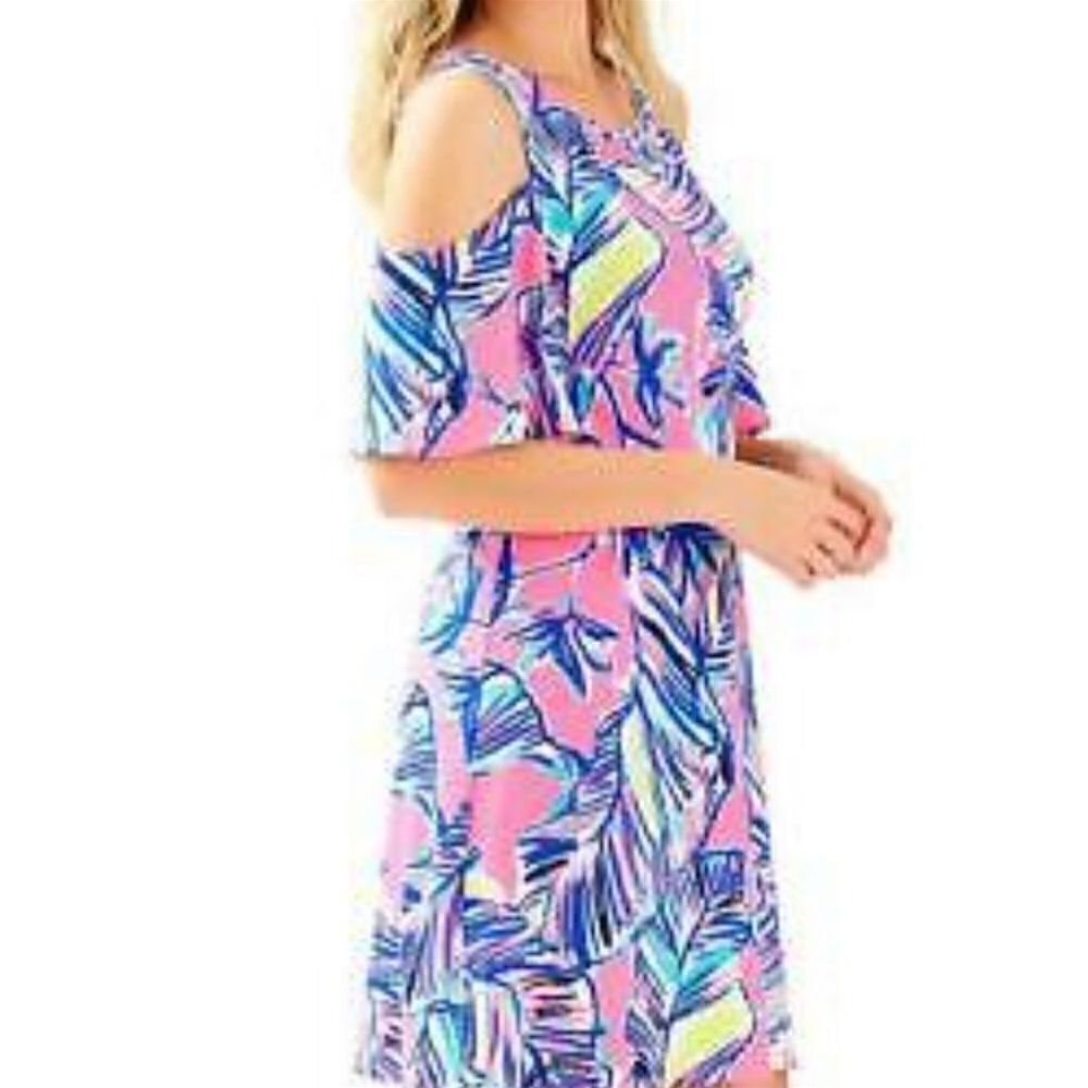 Lilly Pulitzer Somerset Cold Shoulder Tiki Dress in Tiki Pink Cabana - Picture 7 of 7